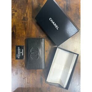 Chanel CC Logo Caviar Long Wallet on chain